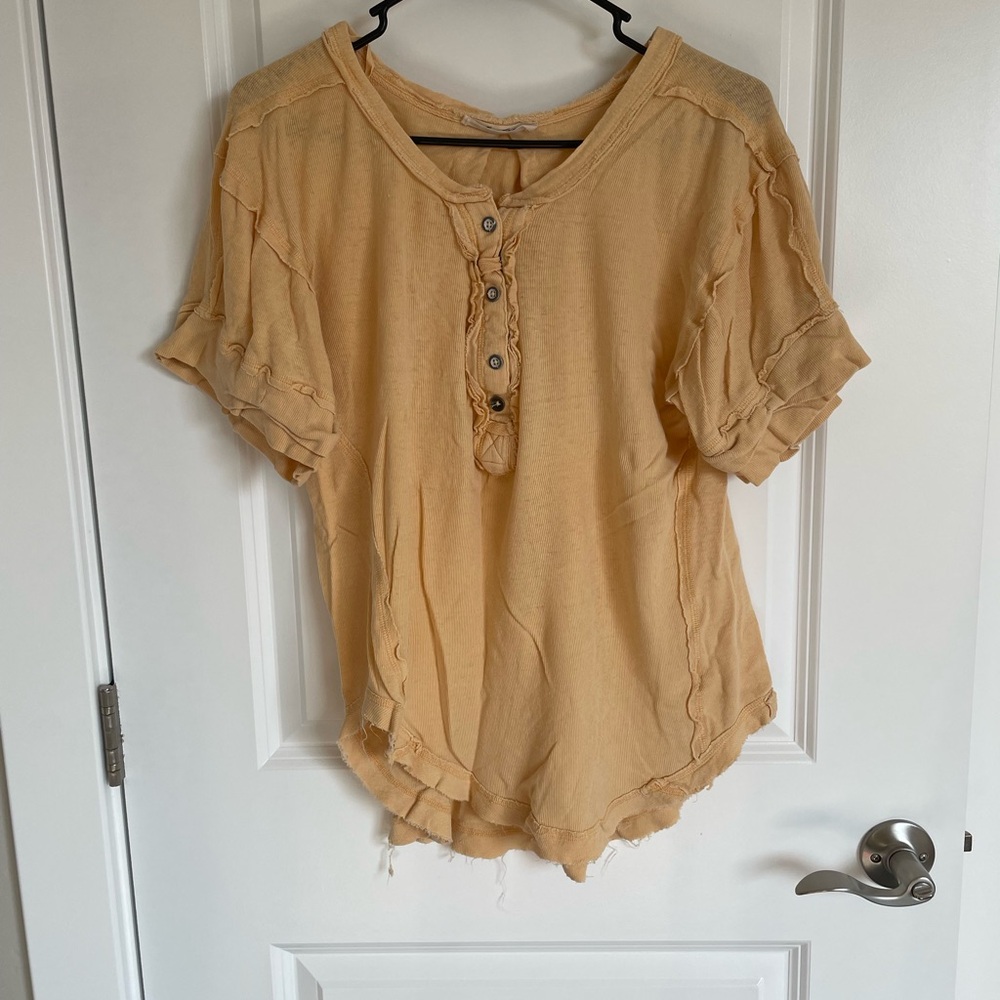 We The Free Creamy Orange Buttoned Relaxed Blouse